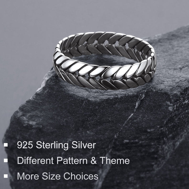 Sterling Silver Chunky Wheat Chain Band Rings 5MM Wide for Men Women