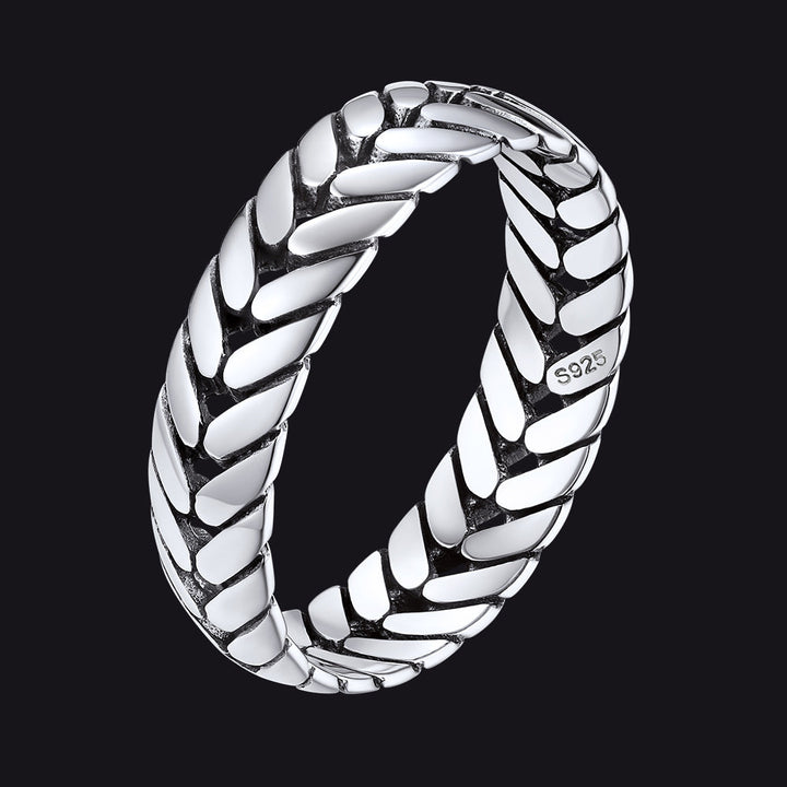 Sterling Silver Chunky Wheat Chain Band Rings 5MM Wide for Men Women