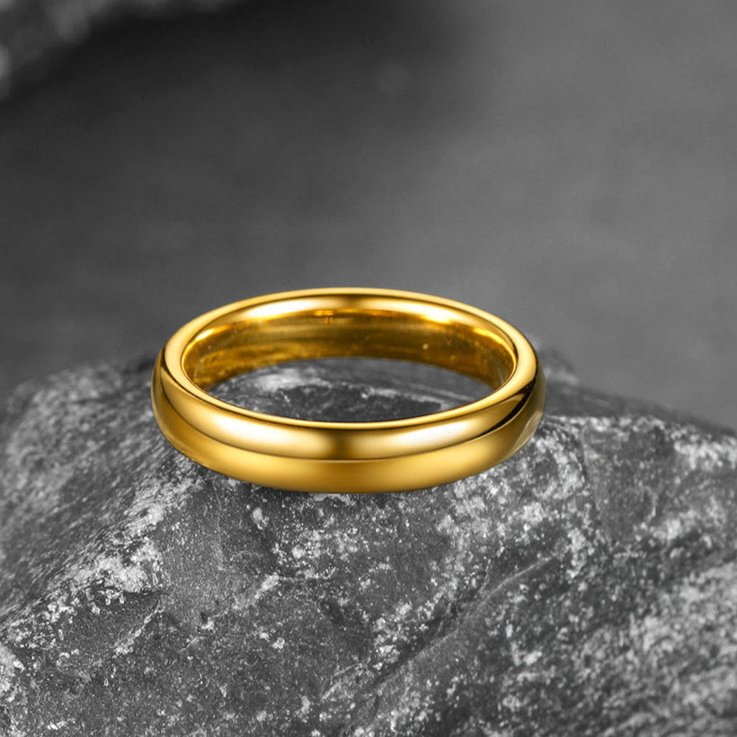 Polished Gold Tungsten Carbide Doom Band Ring For Men 4mm/6mm/8mm Width