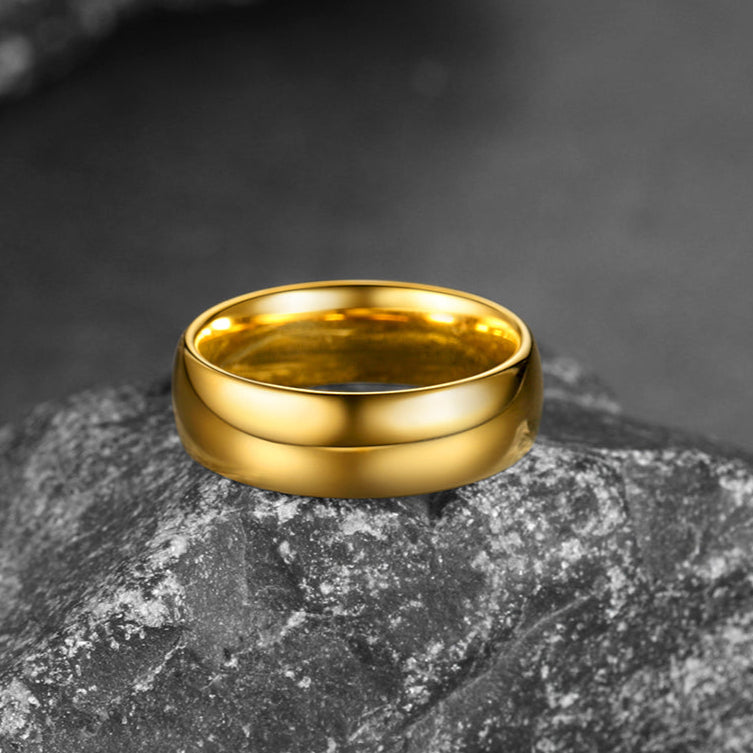 Polished Gold Tungsten Carbide Doom Band Ring For Men 4mm/6mm/8mm Width