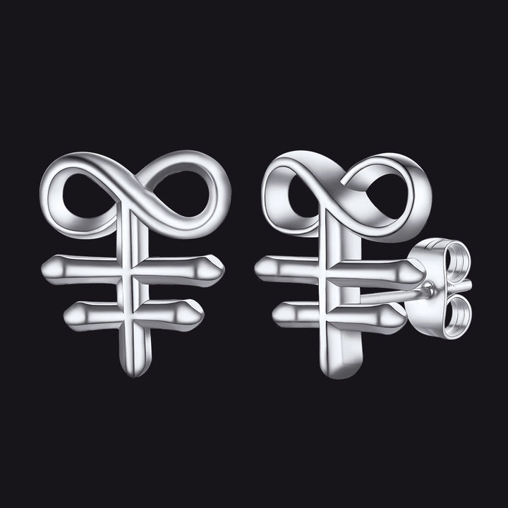 Satanic Leviathan Cross Stud Earrings For Men