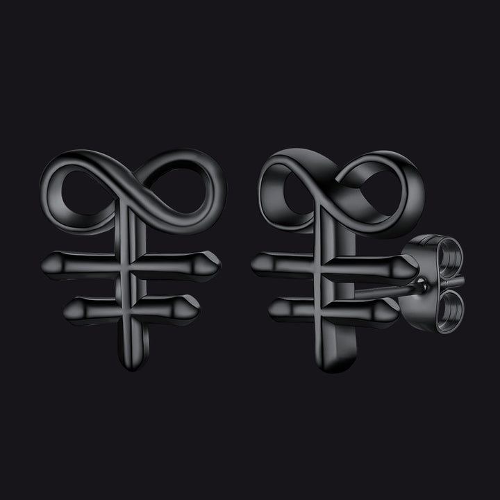 Satanic Leviathan Cross Stud Earrings For Men