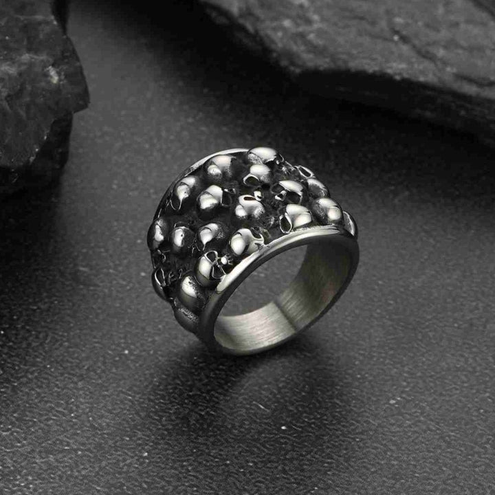 Gothic Skeleton Multi Skull Stainless Steel Band Ring For Men