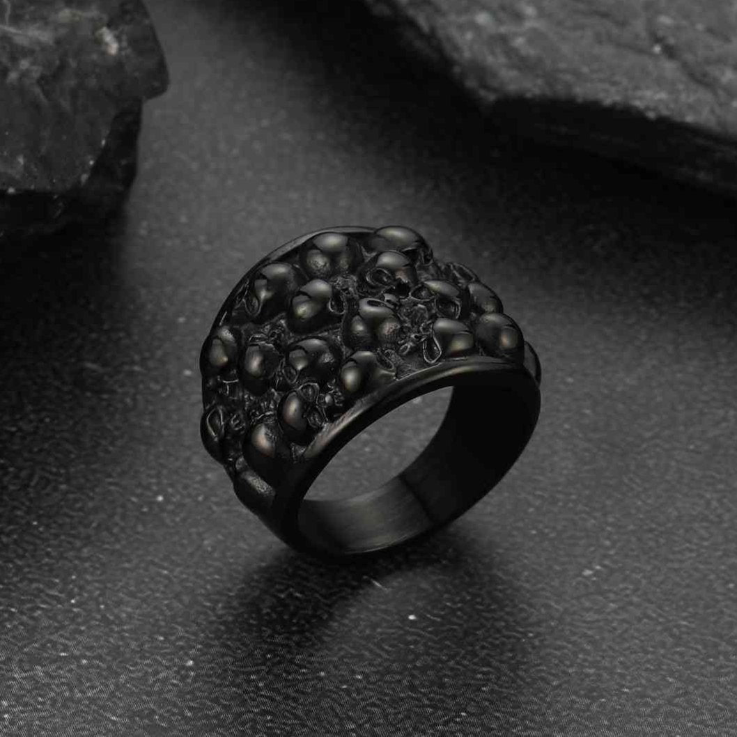 Gothic Skeleton Multi Skull Stainless Steel Band Ring For Men