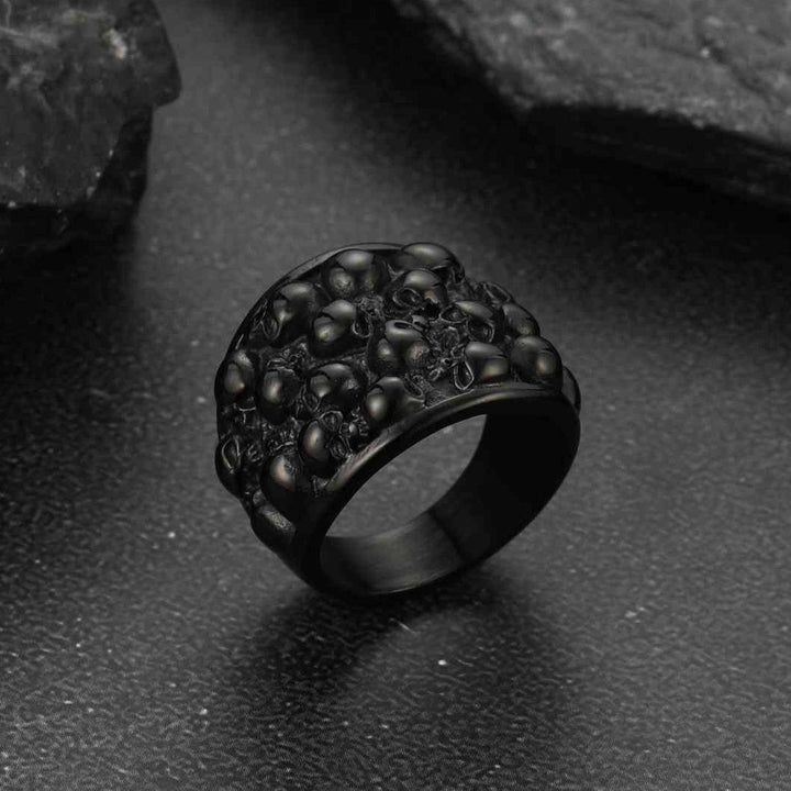 Gothic Skeleton Multi Skull Stainless Steel Band Ring For Men