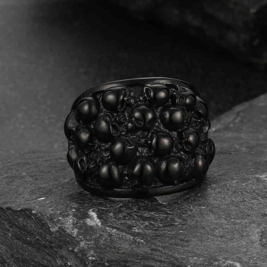 Gothic Skeleton Multi Skull Stainless Steel Band Ring For Men