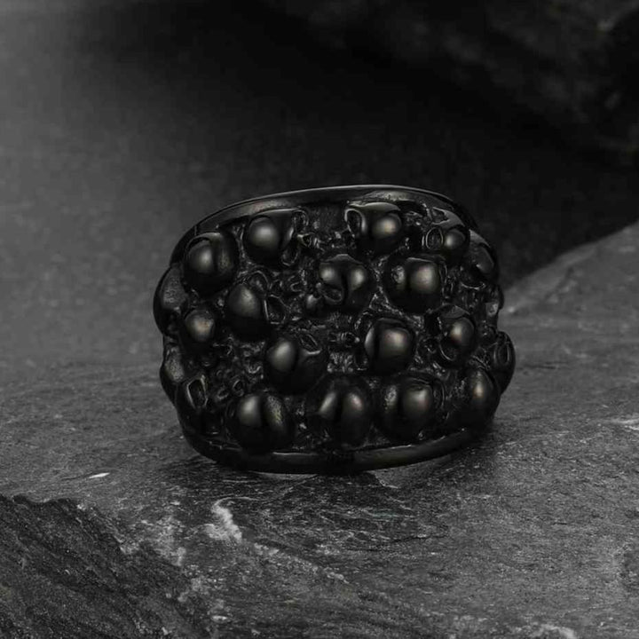 Gothic Skeleton Multi Skull Stainless Steel Band Ring For Men