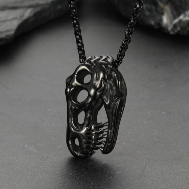 T-Rex Dinosaur Skull Head Necklace Pendant for Men