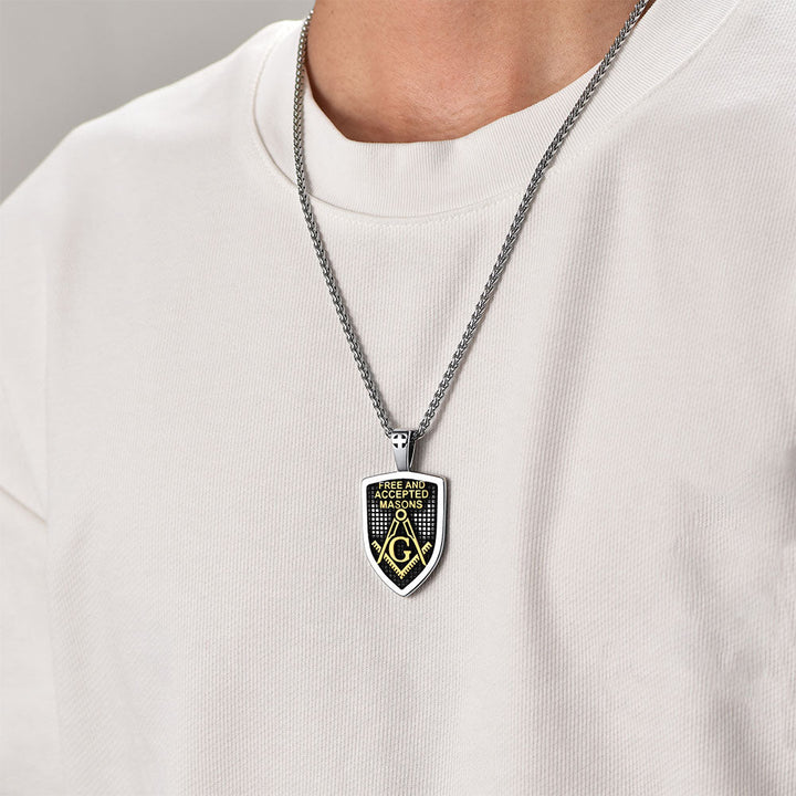 Custom Masonic Shield Pendant Necklace for Men