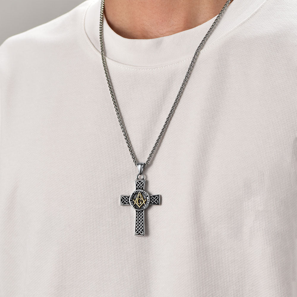Masonic Celtic Cross Pendant Necklace for Men