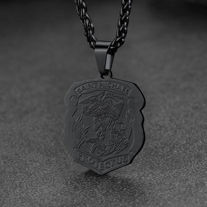 Archangel St. Michael Necklace Medal Shield Pendant for Men