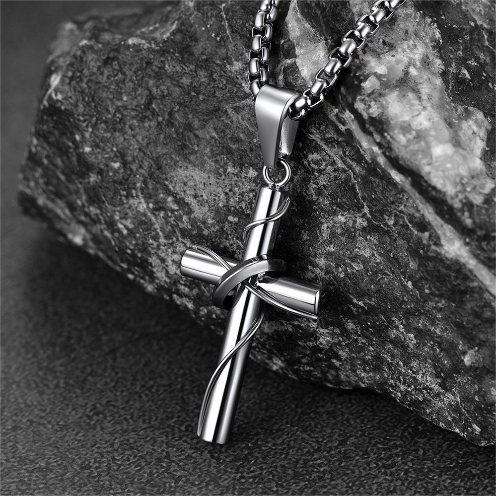 Christian Halo Ring Cross Necklace Pendant For Men