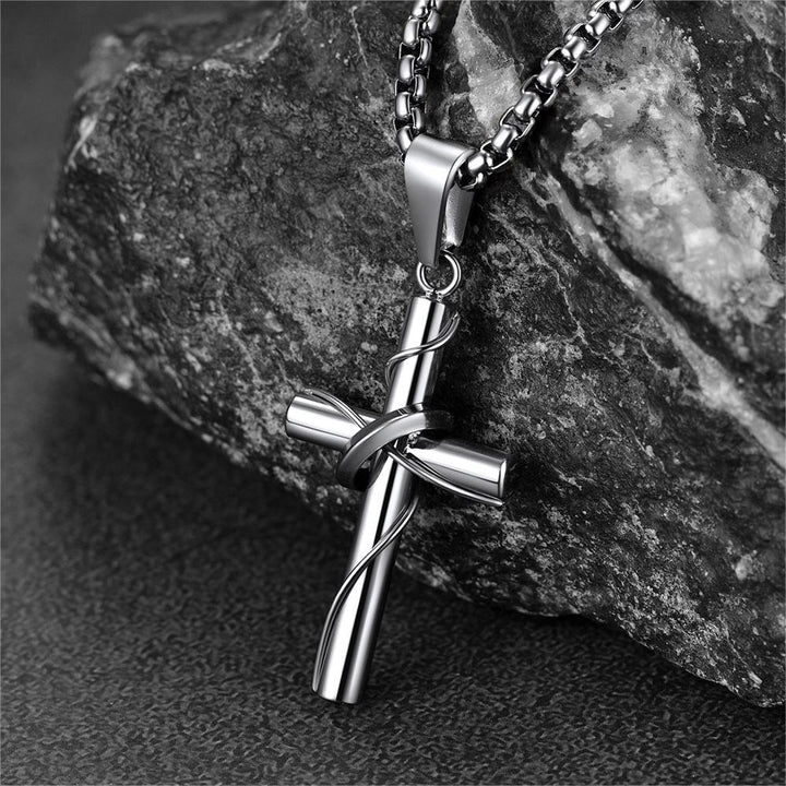 Christian Halo Ring Cross Necklace Pendant For Men