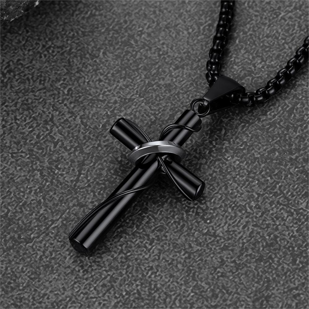Christian Halo Ring Cross Necklace Pendant For Men