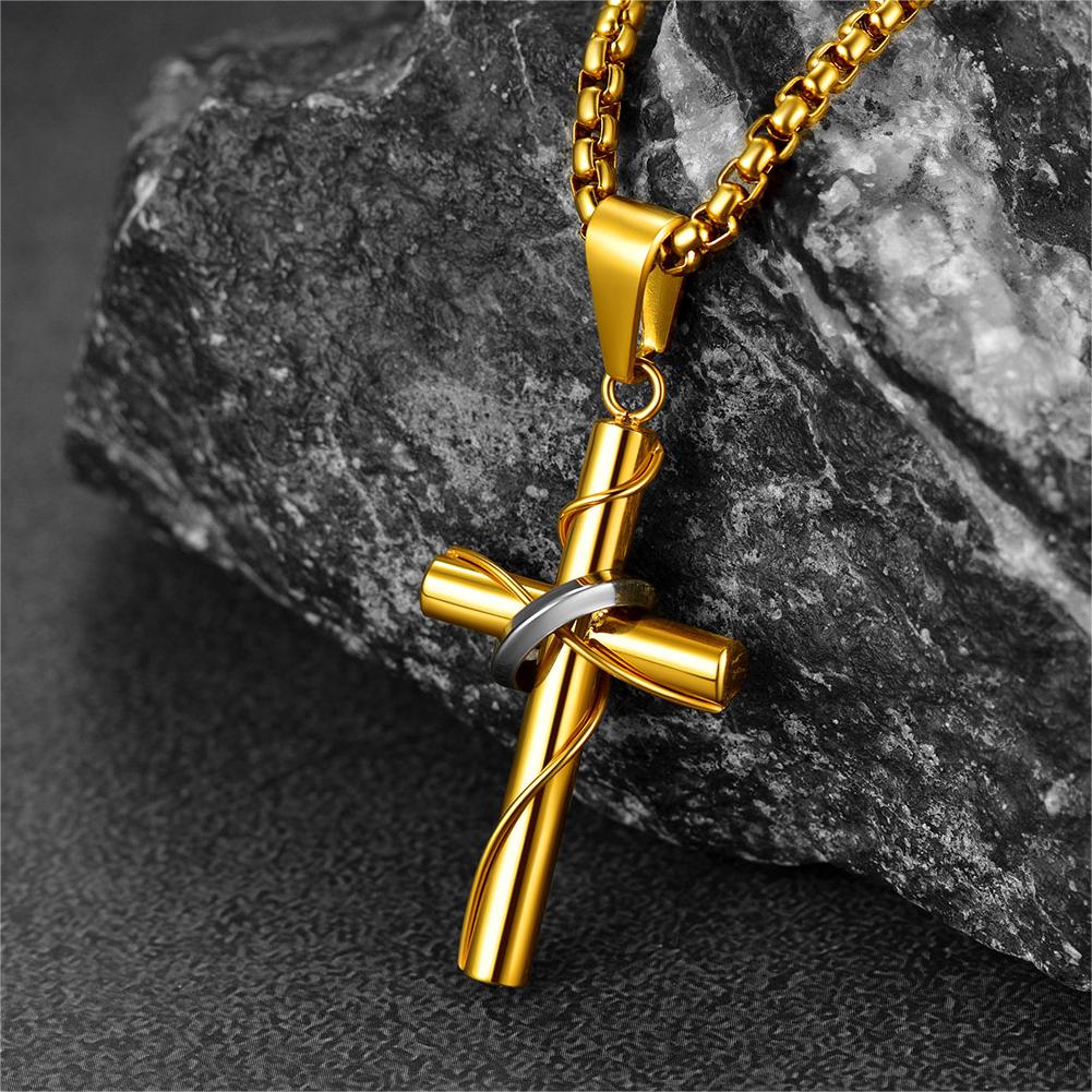 Christian Halo Ring Cross Necklace Pendant For Men