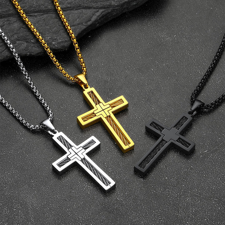 Christian Cross Necklace Pendant for Men