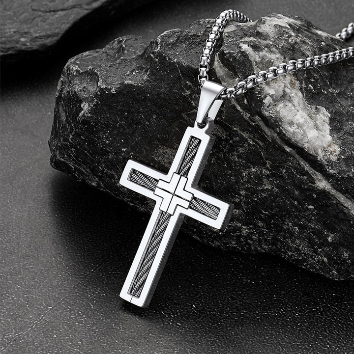 Christian Cross Necklace Pendant for Men