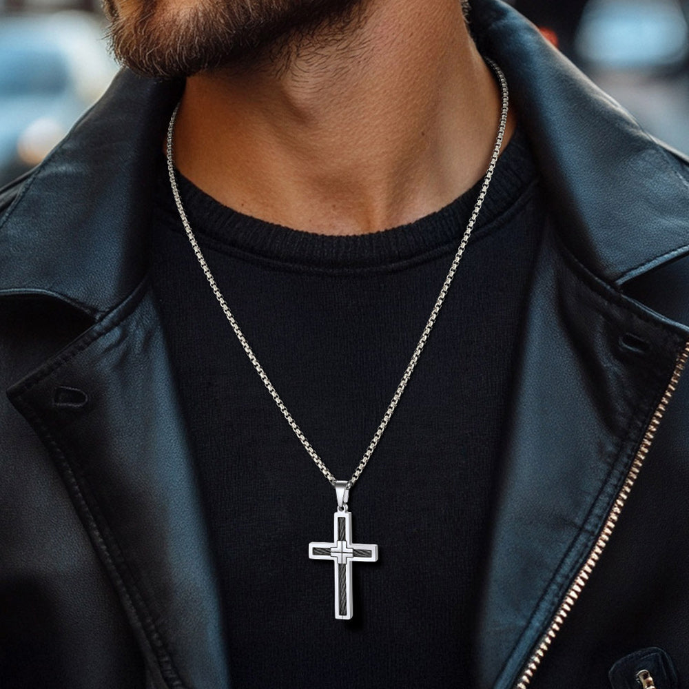 Christian Cross Necklace Pendant for Men