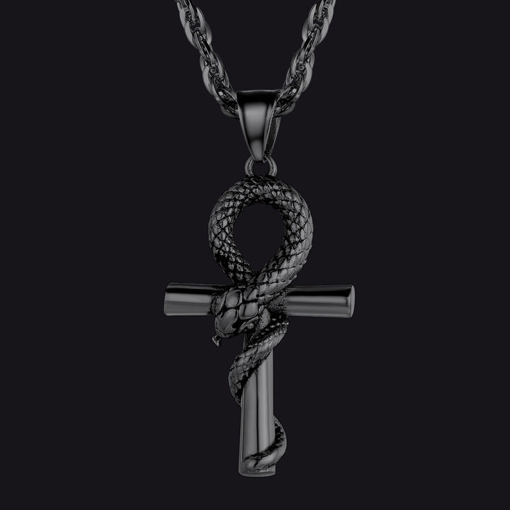 Snake Ankh Cross Necklace Egyptian Pendant For Men Women