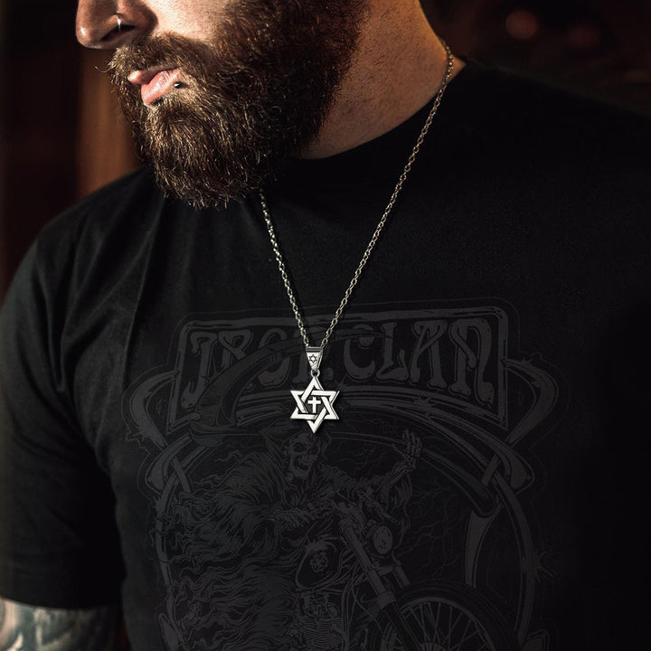 Jewish Star of David With Cross Necklace for Men