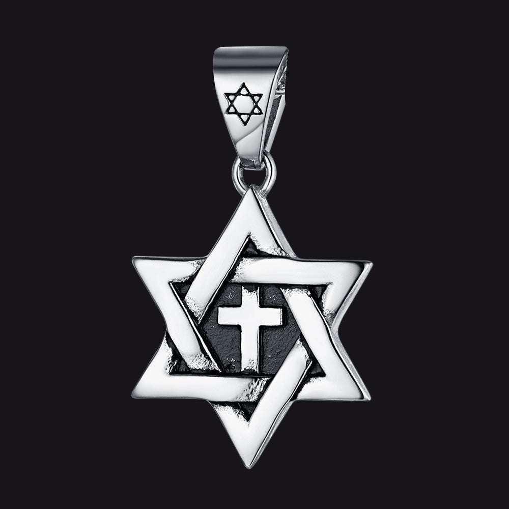 Jewish Star of David With Cross Pendant
