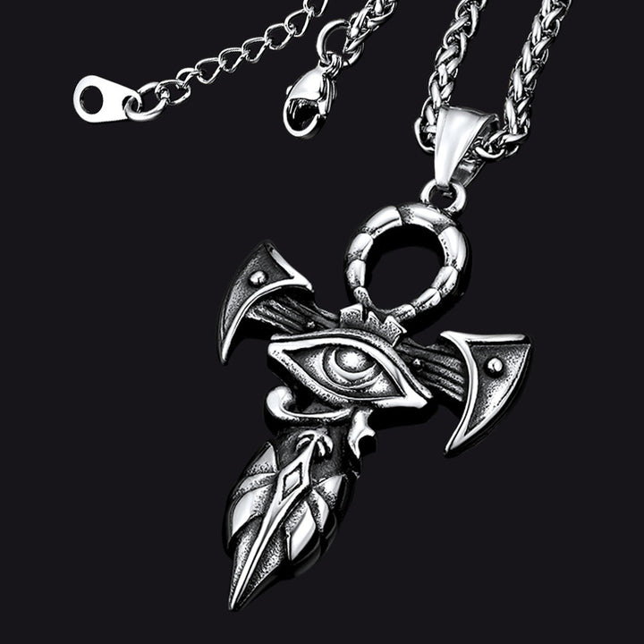 Egyptian Ankh Cross Necklace with Eye of Horus For Men