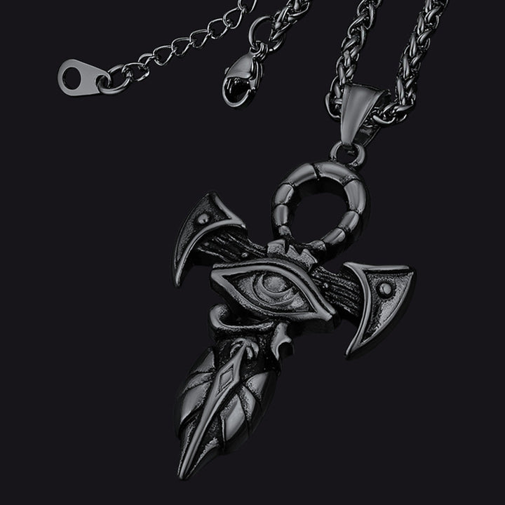 Egyptian Ankh Cross Necklace with Eye of Horus For Men