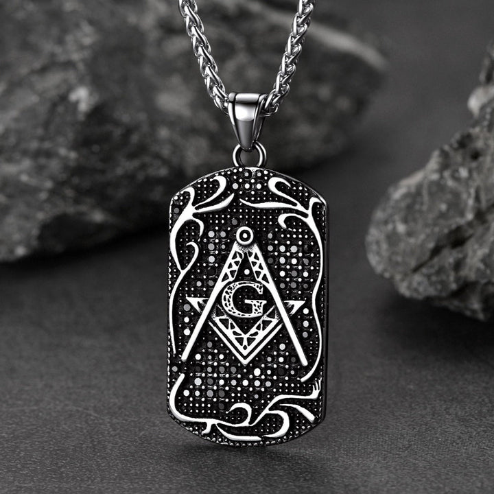 Engraved Masonic Freemason Dog Tag Necklace for Men