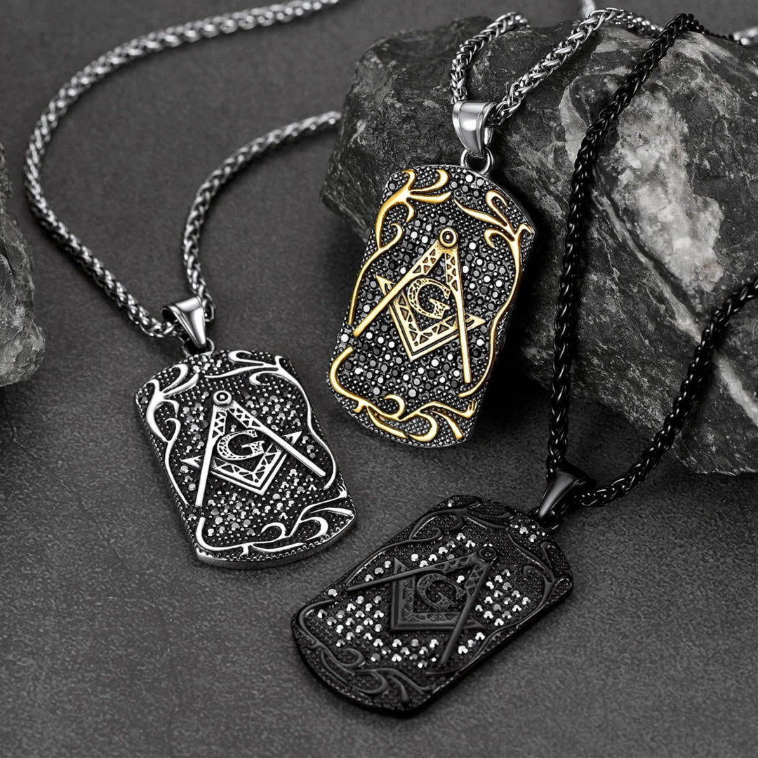 Engraved Masonic Freemason Dog Tag Necklace for Men