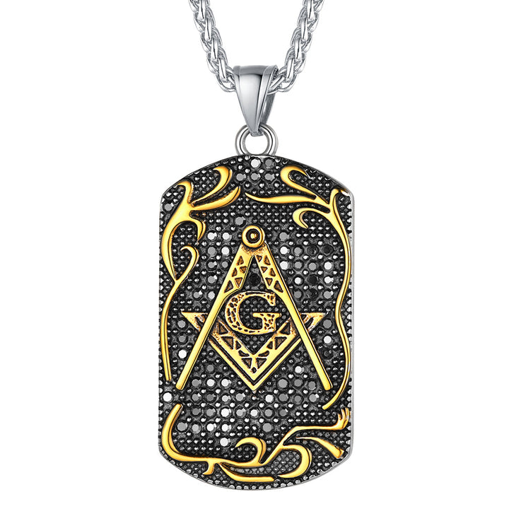 Engraved Masonic Freemason Dog Tag Necklace for Men