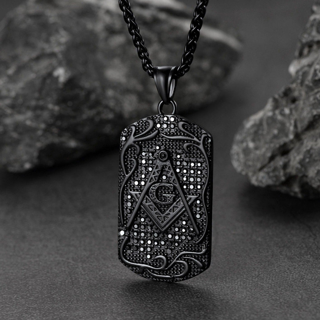 Engraved Masonic Freemason Dog Tag Necklace for Men