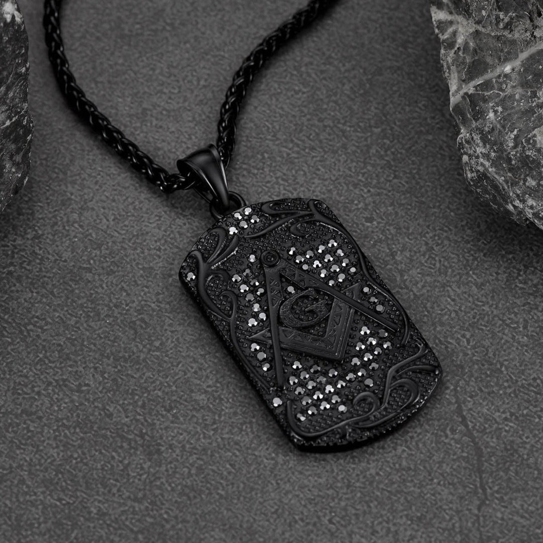 Engraved Masonic Freemason Dog Tag Necklace for Men