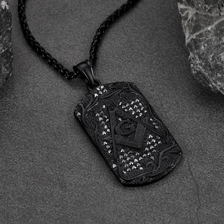 Engraved Masonic Freemason Dog Tag Necklace for Men