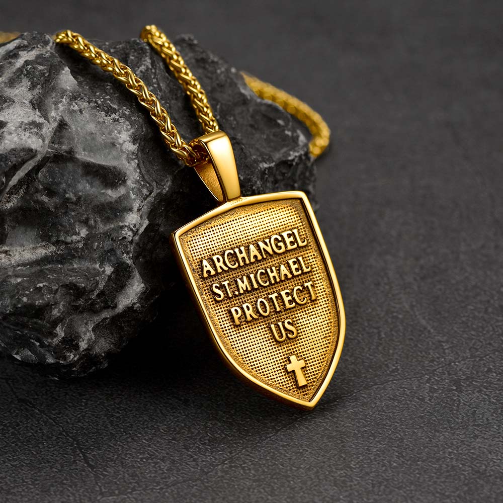 Shield Archangel St. Michael Protection Necklace For Men