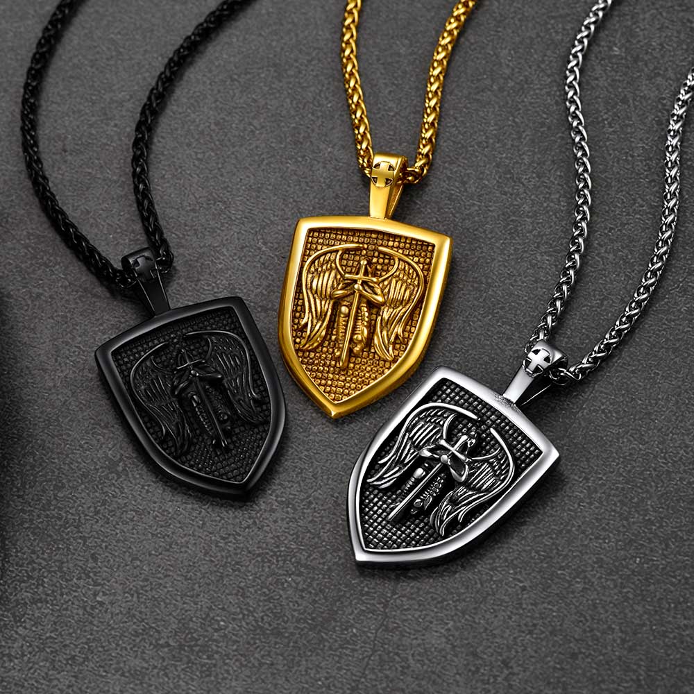 Shield Archangel St. Michael Protection Necklace For Men