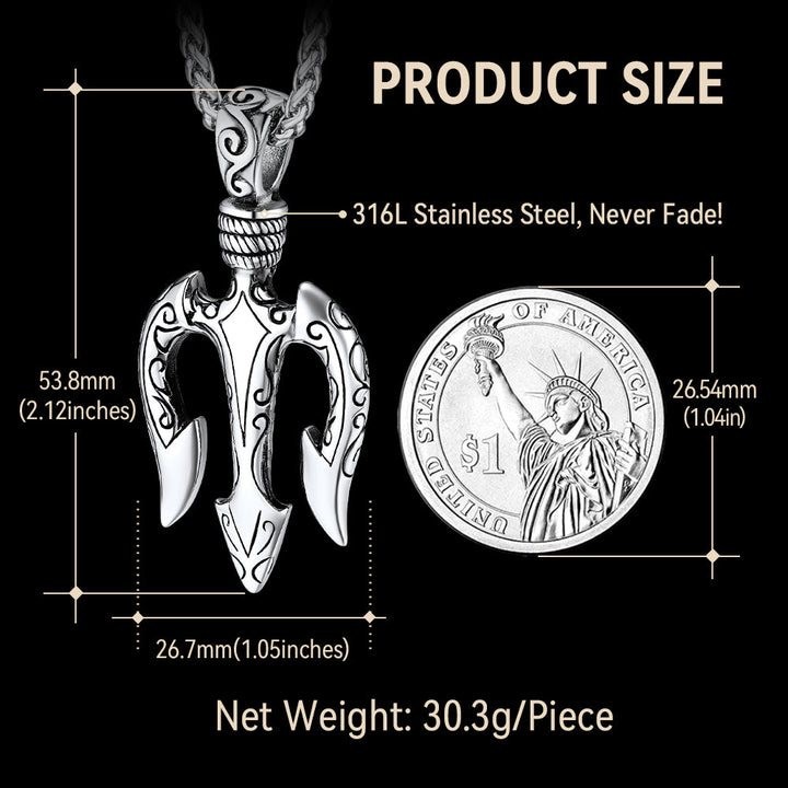 Poseidon Trident Necklace Ancient Greek Mythology Pendant