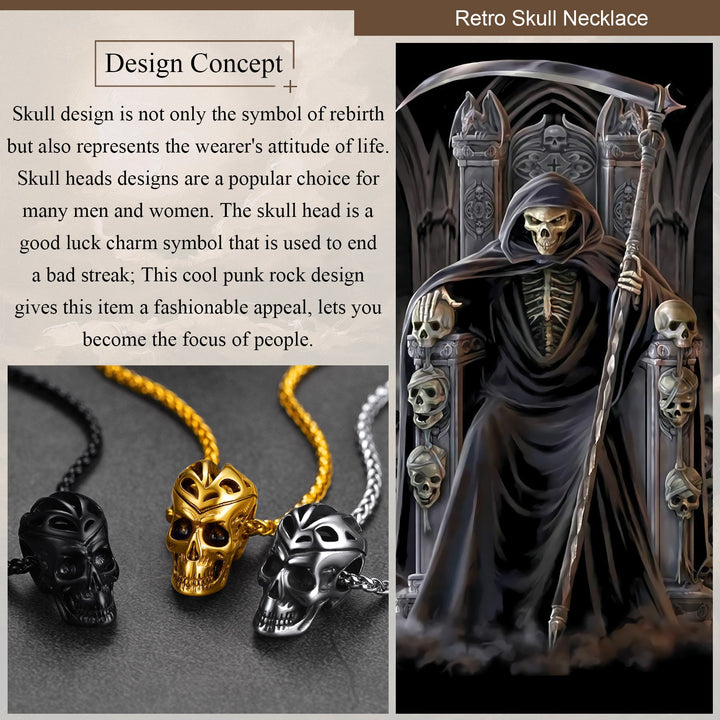 Flash Sale Gothic Skeleton Skull Necklace Pendant For Men