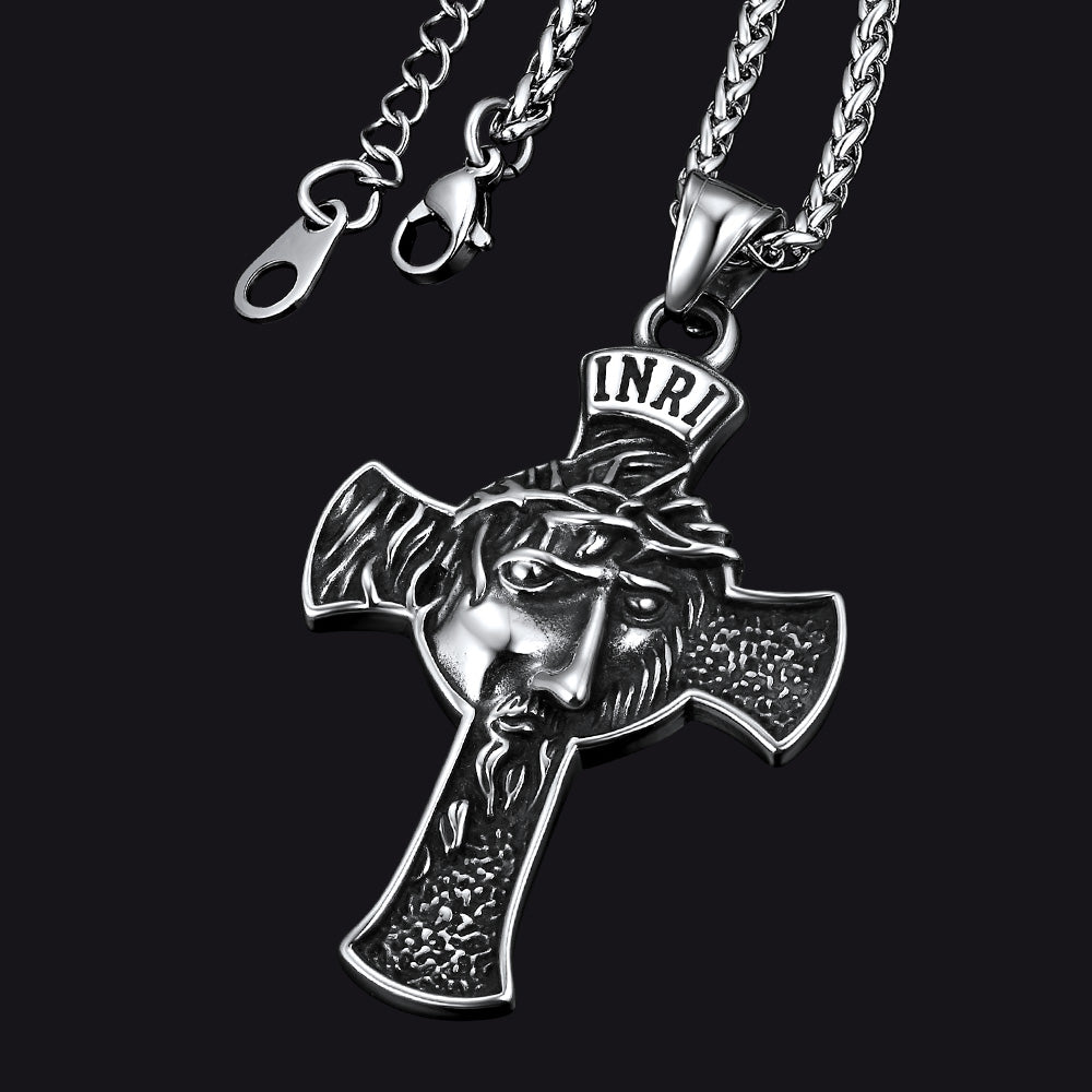 Flash Sale Christian Christ Jesus Face Crucifix Cross Pendant Necklace