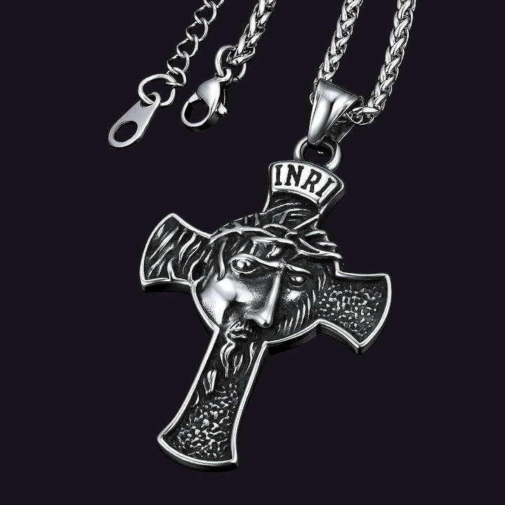 Flash Sale Christian Christ Jesus Face Crucifix Cross Pendant Necklace