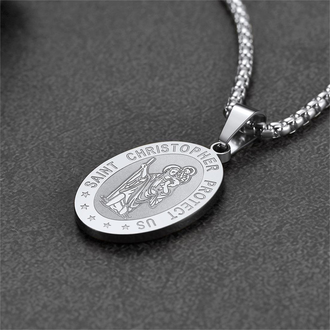 Personalized Saint Christopher Picture Necklace for Men