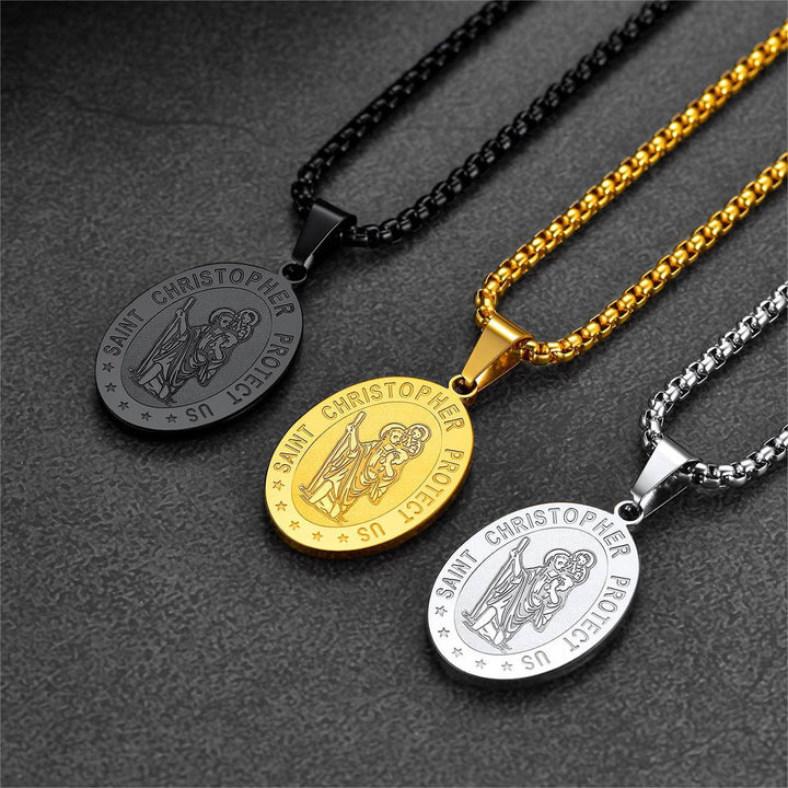 Personalized Saint Christopher Picture Necklace for Men