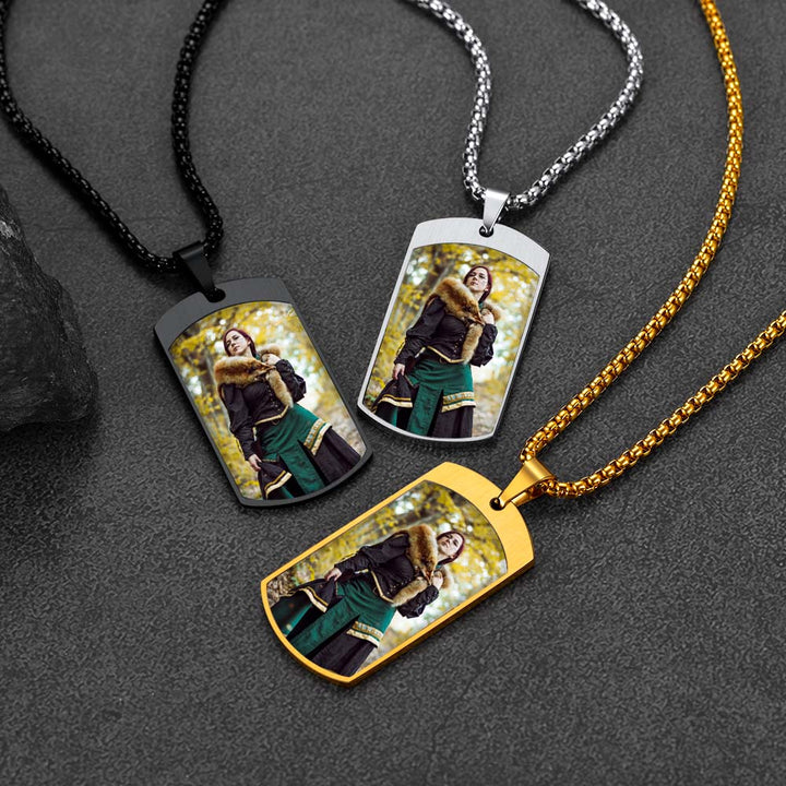 Customized Saint Michael Dog Tag Necklace with Picture