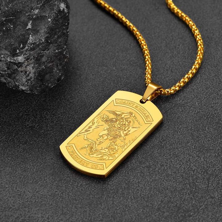 Customized Saint Michael Dog Tag Necklace with Picture