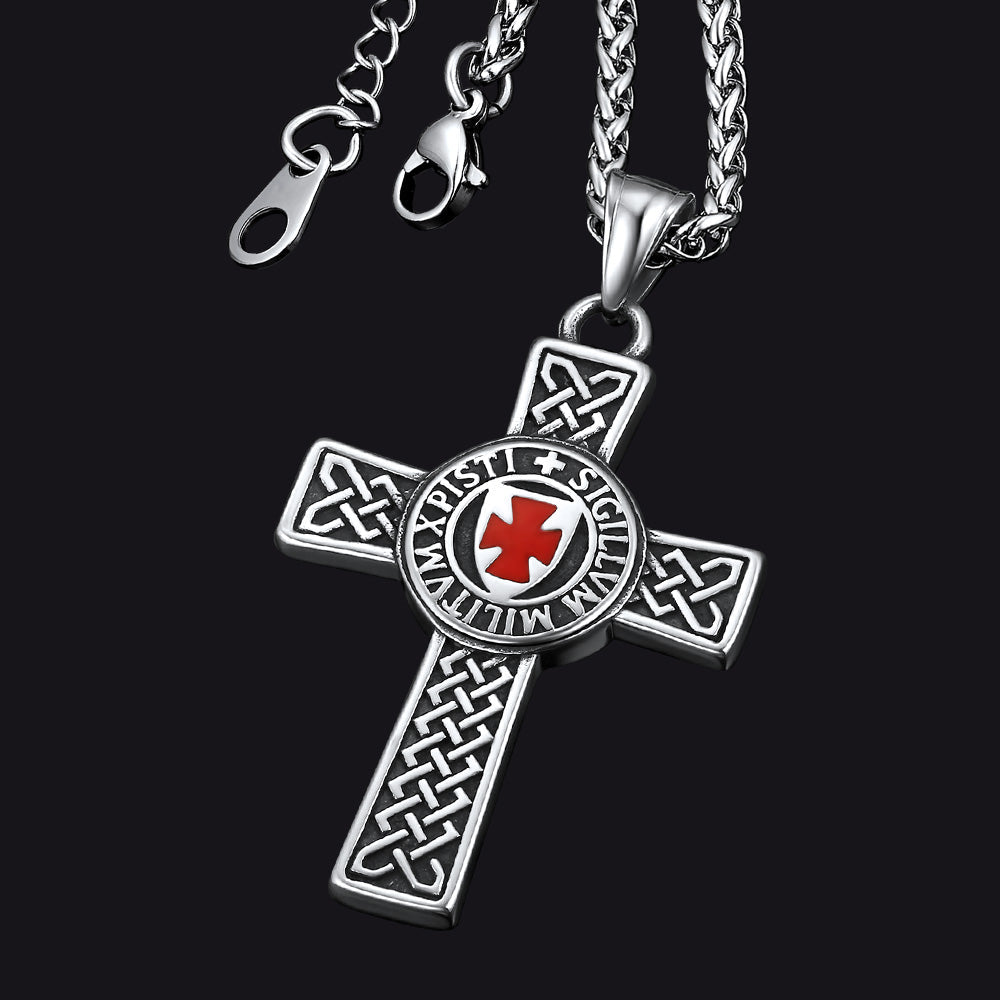 Knights Templar Celtic Cross Pendant Necklace For Men Women