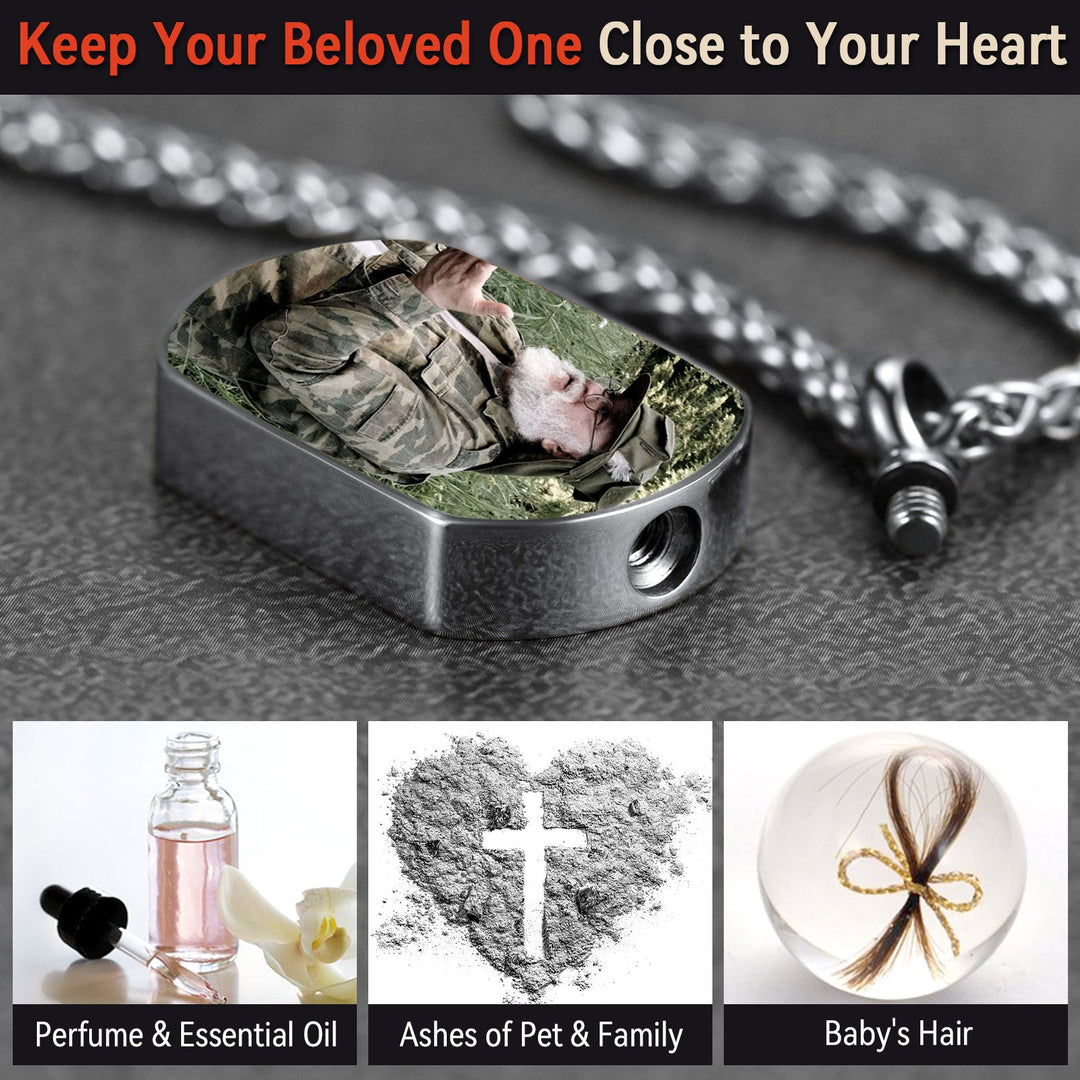 Customized Cremation Picture Urn Pet Ashes Dog Tag Necklace for Dog