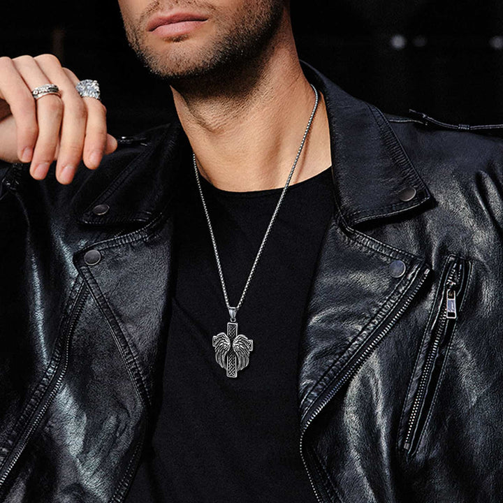Flash Sale Angel Wing Cross Necklace Pendant for Men