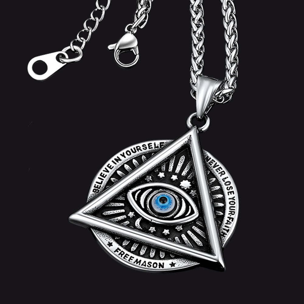 Masonic Triangle All Seeing Eye Necklace For Men