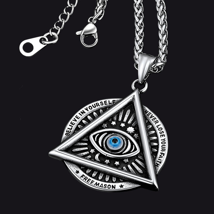 Masonic Triangle All Seeing Eye Necklace For Men