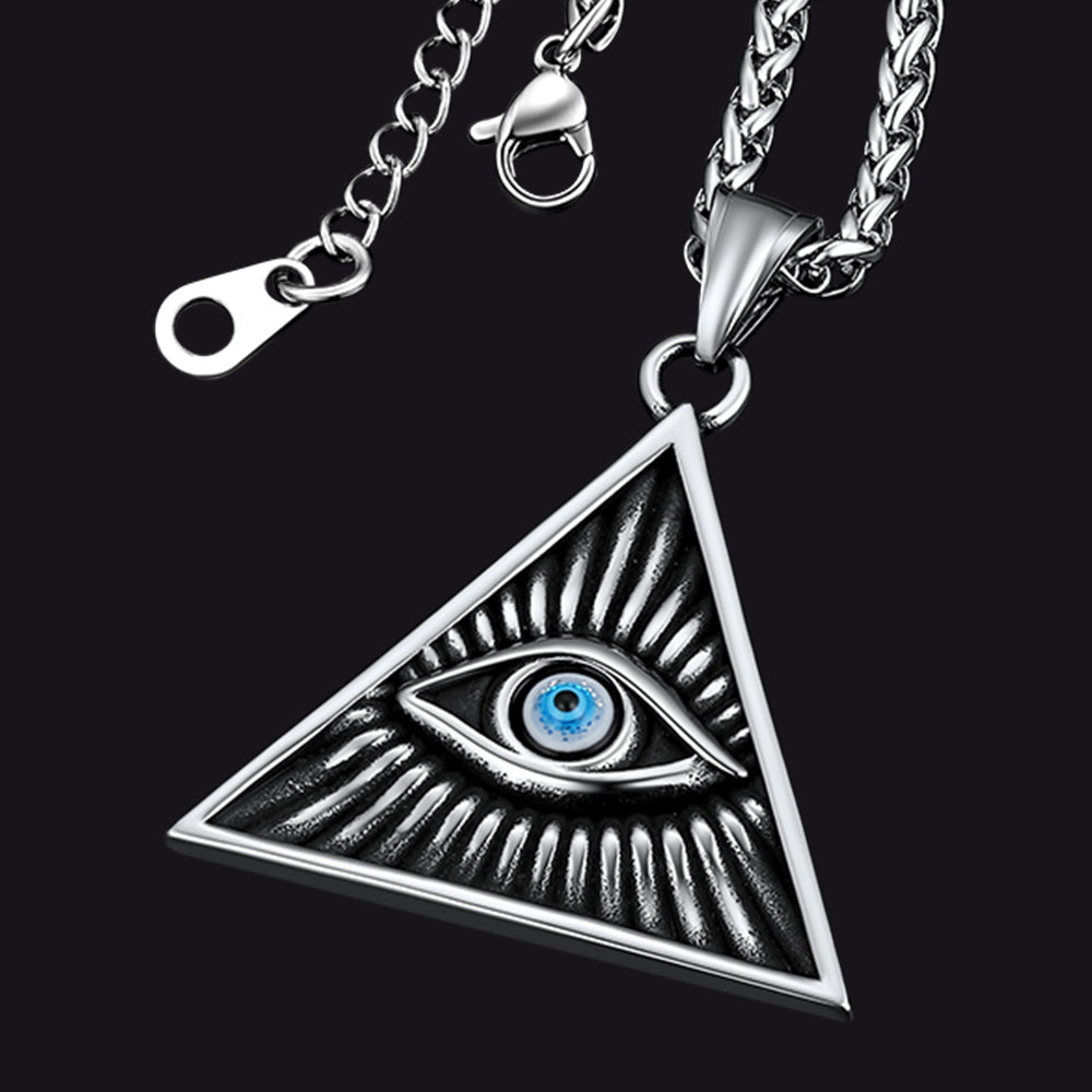 Triangle All Seeing Third Eye Pendant Necklace For Men