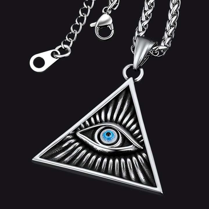 Triangle All Seeing Third Eye Pendant Necklace For Men
